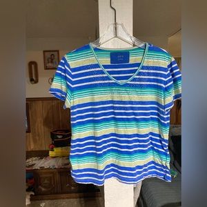 Size L. Womens tee.  V neck with sparkles on front